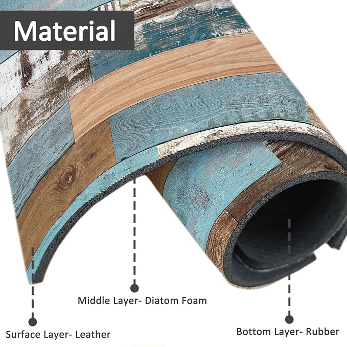 24" X 5.5" Kitchen Sink Splash Guard Faucet Mat Wood Grain Super Absorbent Fast Drying Faucet Guard & Draining Mat Sink Splash Guard Behind Faucet for Kitchen, Bathroom - Image 2