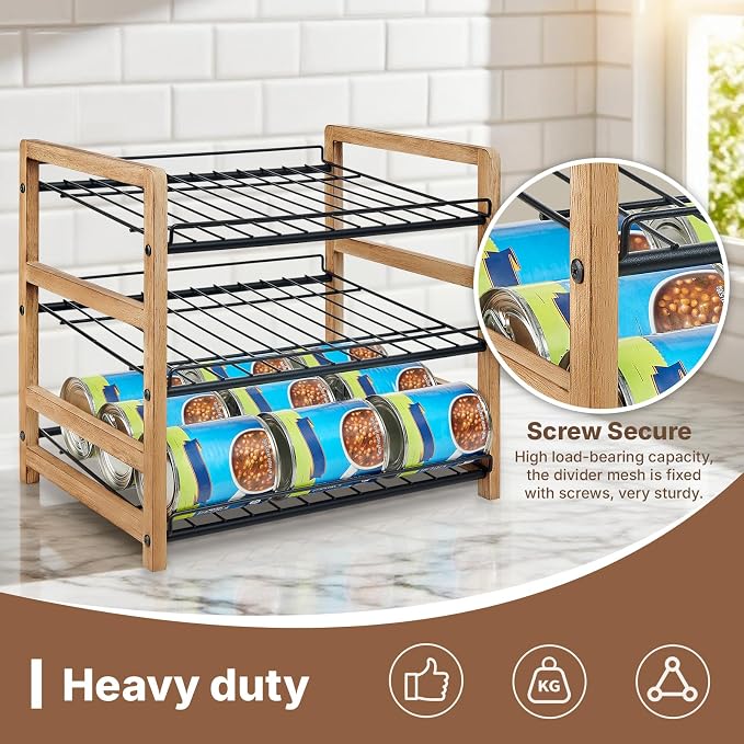 DGWJSU Can Organizer for Pantry 3-Tier, Holds up to 36 Cans Storage | Cans Holders for Pantry, Cabinet, Countertop, Carbonized Brown - Image 7