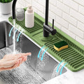 24'' Longer Faucet Mat for Kitchen Sink Splash Guard[7° Slope Fast Self-draining][Snap Lock Fit]Kitchen Sink Faucet Mat Splash Guard Kitchen Sink Area Water Splash Guard Behind Faucet Draining Mat by Snoquir