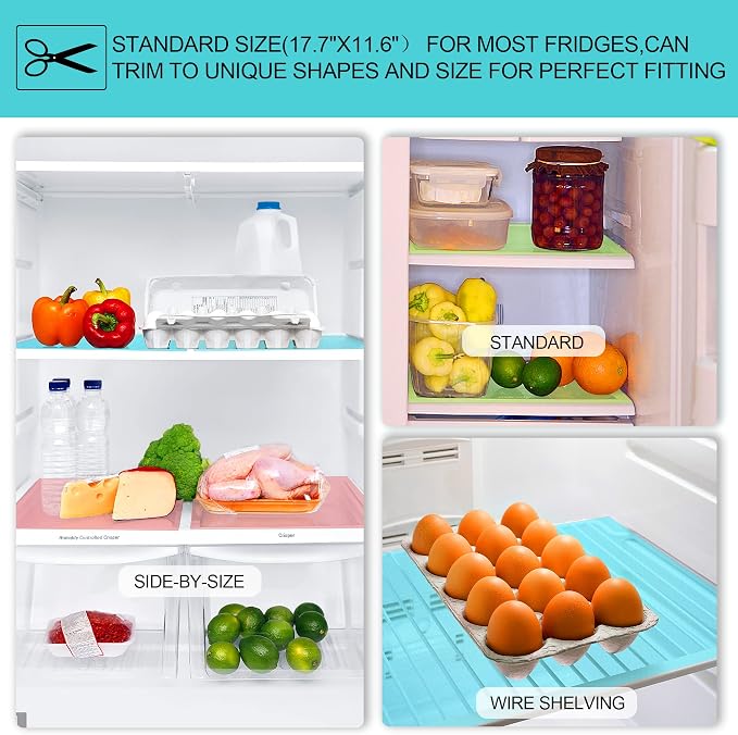 8 Pcs Refrigerator Liners Mats Washable, Refrigerator Mats Liner Waterproof Oilproof, Shinywear Fridge Liners for Shelves, Cover Pads for Freezer Glass Shelf Cupboard Cabinet Drawer (8 Black) - Image 3