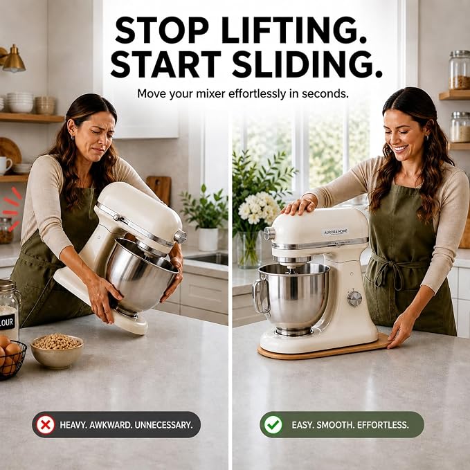 Ibyx Mixer Slider, Stand Mixer Sliding Mat, Natural, 5.5 Qt, Made in Canada | Compatible with KitchenAid, Smooth Glide Slider for Heavy Appliances, Scratch Free & Space-Saving Counter Solution - Image 2