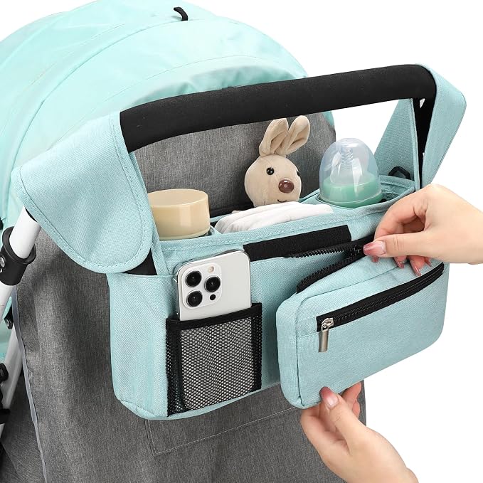 Accmor Universal Stroller Organizer with Insulated Cup Holder Detachable Phone Bag and Shoulder Strap,Stroller Bag Caddy Organizer for Uppababy, Baby Jogger, Britax Strollers - Image 7