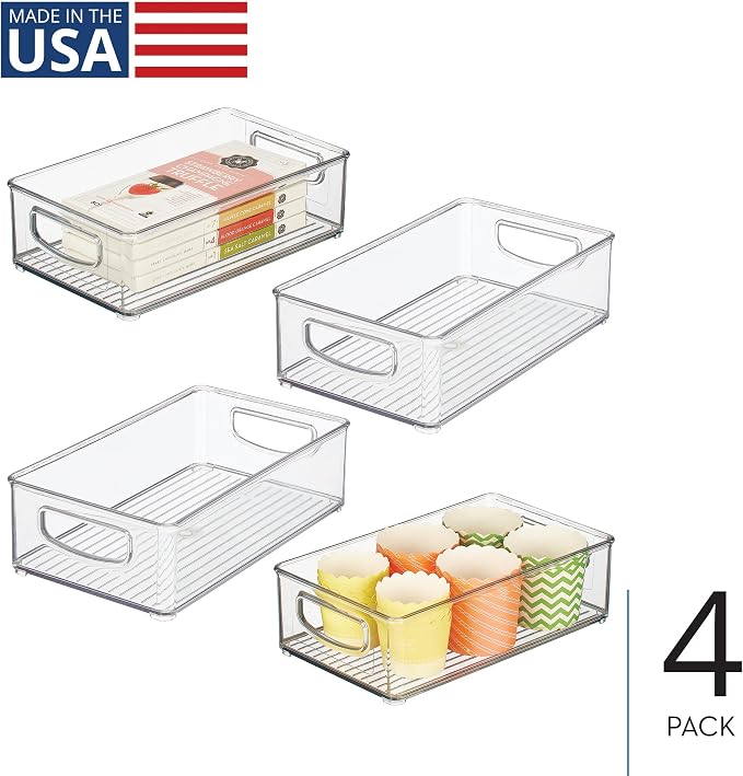 iDesign Stackable Pantry Bin with Handles, Set of 4, Clear | Kitchen Storage, Made in USA - Image 2