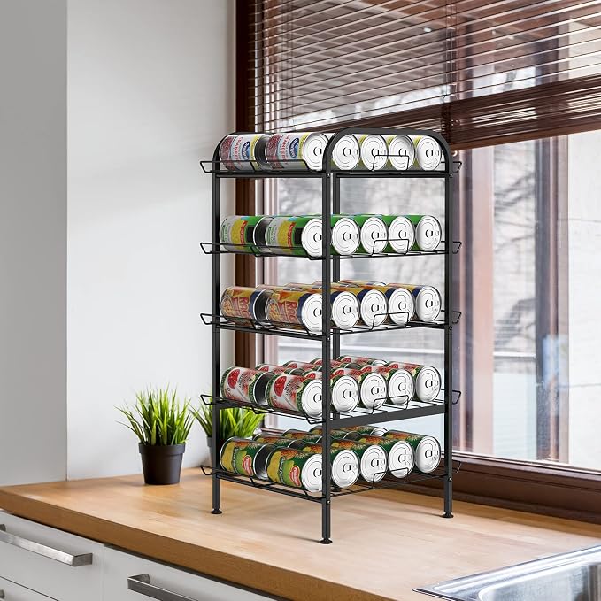 Water Bottle Organizer 5 Tier FreeStanding Water Bottle Storage Shelf Adjustable Water Bottle Holder Stand Metal Beverage Can Rack for Pantry Kitchen Party Black - Image 5