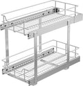 2 Tier Pull Out Cabinet Organizer 11" W X 22" D, Chromed, Full Slide Out | For Kitchen Organizers and Storage, Pull Out Drawers For Cabinets Capacity Heavy Duty Caddy, Cabinet Shelves, Bathroom Pantry by STORKING