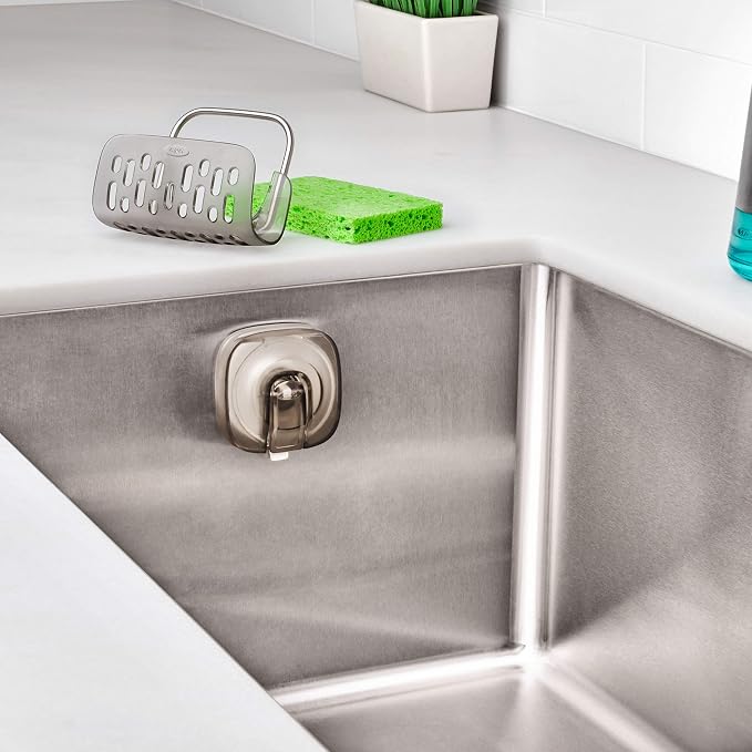 OXO Good Grips Stronghold Suction Sponge Holder | Sink Caddy, Suctions To Inside of Sink, Holds Sponges and Brushes, Ideal for Keeping Counters Neat - Image 15