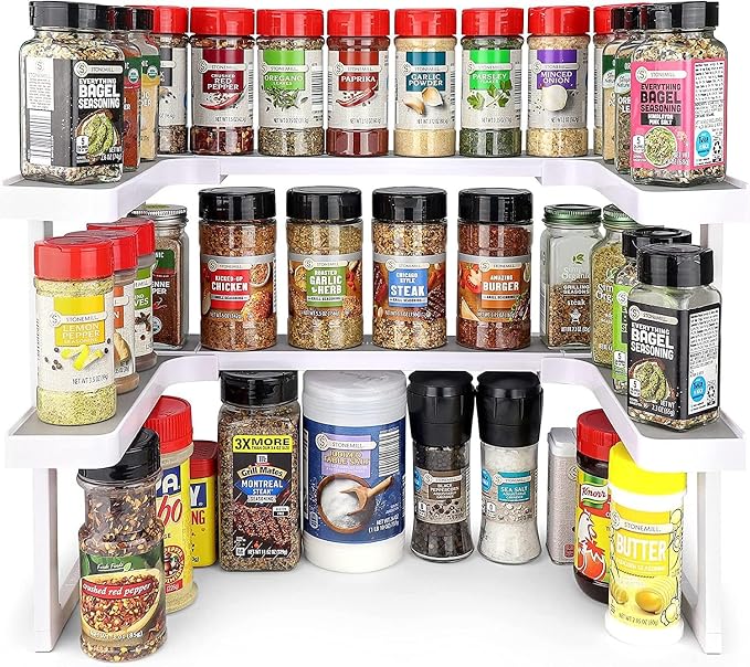 Deluxe - Expandable Spice Rack and Stackable Cabinet & Pantry Organizer (1 Set of 2 Shelves) - As seen on TV Deluxe (Spicy Shelf Organizer) - Pantry Organization - Pantry Spice Organizer - Image 3