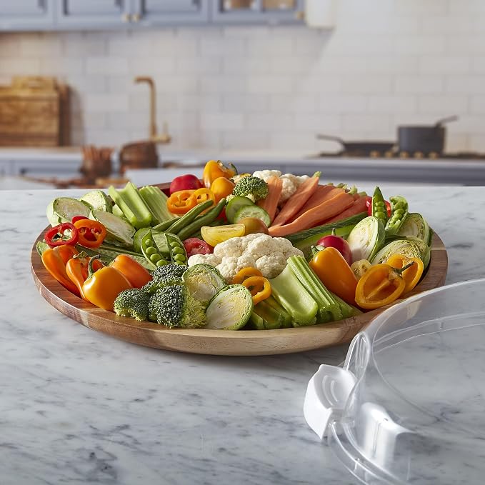 FARBERWARE Build-a-Board Cutting Board with Single Compartment and Clear Locking Lid for Charcuterie, Snacks, and More, Acacia - Image 4