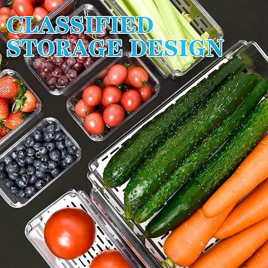 POMEAT 10 Pack Fridge Organizer, Stackable Refrigerator Organizer Bins with Lids, Produce Fruit Storage Containers for Storage Clear for Food, Drinks, Vegetable Storage - Image 6