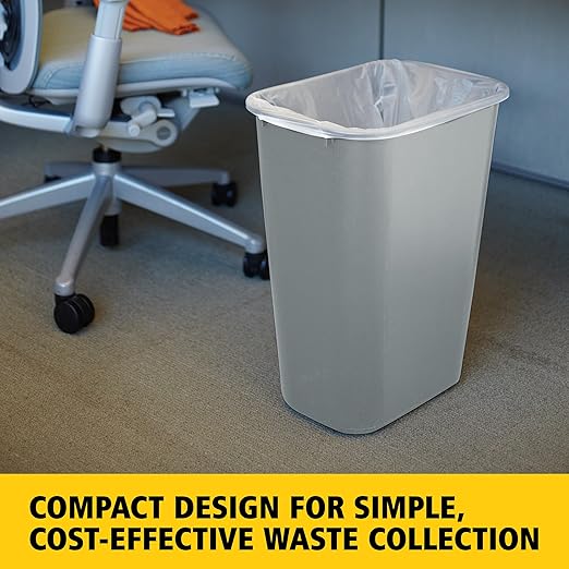 Rubbermaid Commercial Products Deskside Wastebasket/Trash Can, 10.25-Gallon/41-Quart, Gray, Plastic, Garbage Can for Home/Office, Fits Under Desk/Sink/Cabinet - Image 2