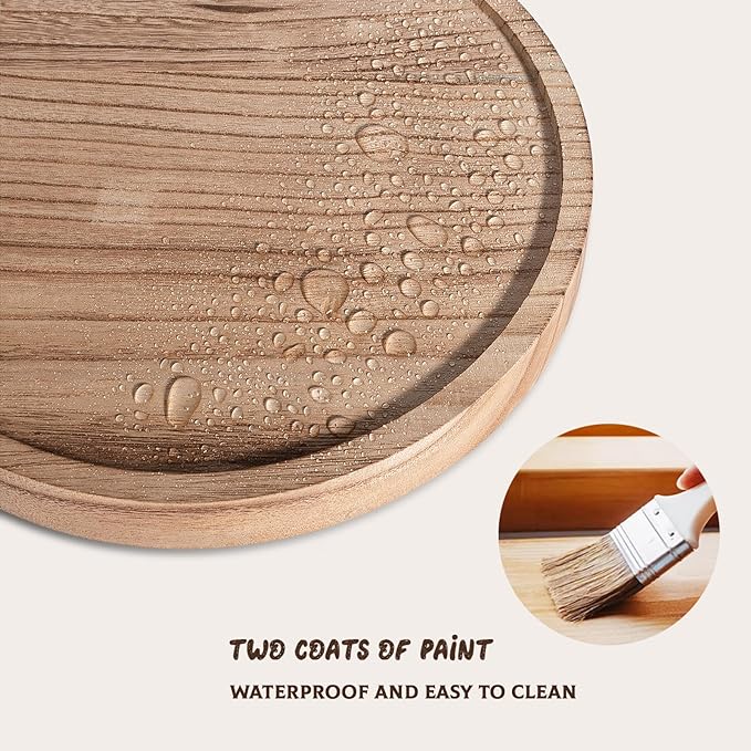 Wood Lazy Susan Turntable Kitchen Decor Round Table Tray, 10" Brown | Waterpoof, Easy clean, Non-slip, Rotating Wooden Decorative Pantry Table Tray for Seasoning, spice, snack - Image 5