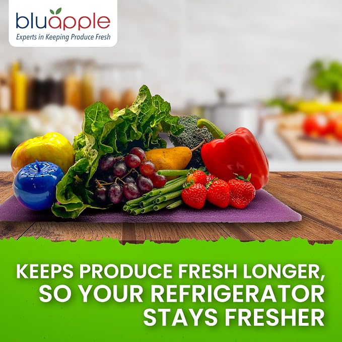 Bluapple FreshMats, Refrigerator Liner, Fridge Drawer Mats, Crisper Life Extender Liner Keeps Produce Fresh Longer, Anti-Bruising, Helps Air Circulation, Washable & Reusable (4-Mats, 12x15, Lavender) - Image 5