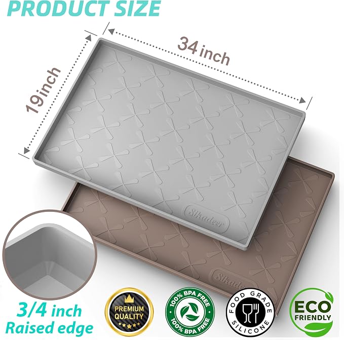 Waterproof Under Sink Mat 34" x 19" Cabinet Protector Silicone Mat | Heavy Duty Deep Drip Tray, Extra Thick Non Slip Liner for Kitchen & Bathroom, Pets, Organizer, Storage, Boots, Home Essential - Image 3