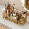 Booklov Rotating Makeup Organizer for Vanity Countertop, Amber | Clear Acrylic Cosmetic Display Case, Large Beauty Brush Holder for Bathroom Counter, Skincare Lipsticks Storage by Booklov
