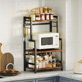 Kitchen Countertop Organizer,3 Tier Large Spice Rack Organizer with Adjustable Shelf and 5 Hooks,Wooden Counter Organizer,Space Saving Countertop Shelf Microwave Stand for Kitchen,Bathroom,Coffee Bar by Homeiju