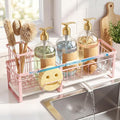 Extra Large Extendable Sponge Holder for Kitchen Sink Caddy Organizer | Rustproof Sink Caddy Organizer with High Brush Holder, Dish Soap Dispenser Organizers and Storage (Black) by Aurblozen