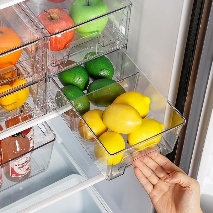 Vtopmart 10 Pack Stackable Clear Drawer with Dividers | Clear Drawer Organizers with Removable Dividers for Flexible storage. Stackable, Non-slip, for Fridge, Under Sink & Bthroom - Image 5