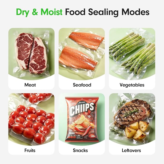 Portable Vacuum Sealer for Food Storage: 75kPa Suction Vacuum Sealer Machine - 4000mAh Rechargeable Battery for Home Kitchens Apartments RVs & Travel - Dry & Moist Food Modes, Built-in Cutter - Image 6