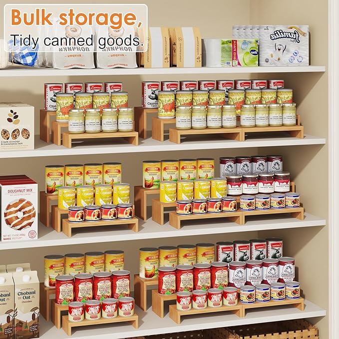 2 Sets DIY Bamboo Can Organizer for Pantry, 3-Tier 6-Piece Can Display Rack | DIY Adjustable Can Display Rack, Soda Can Organizer Holds Up to 31 Cans, Canned Goods Storage Holder for Pantry & Countertop - Image 5