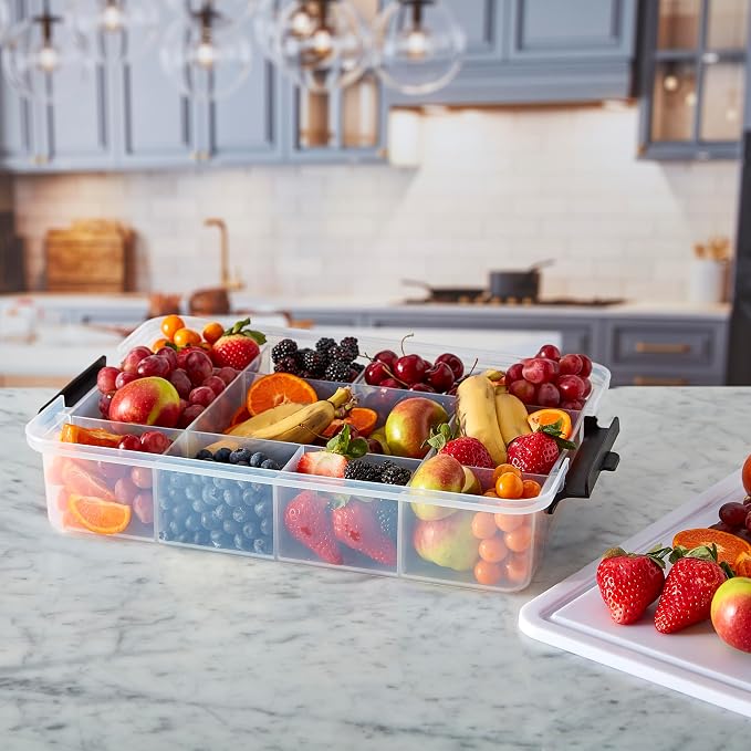 Farberware Build-A-Board Poly Snacklebox with Cutting Board Lid and Locking Handles, 11 Compartments for Snacks and Charcuterie, Dishwasher Safe, 11 x 16 Inch - Image 10