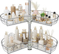 DWVO 31″ Kidney 2-Tier Lazy Susan – Telescoping Mount Corner Cabinet Organizer with Pie-Shelf Design, for Bathroom,Kitchen Cabinet Blind Corners (Chrome, 270° Adjustable) by DWVO