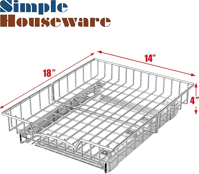 Simple Houseware Under Cabinet Pull Out Sliding Shelf Drawer Organizer, 18" D x 14" W (Pack of 2) - Image 2