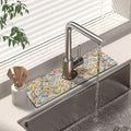 Kitchen Sink Splash Guard Faucet Mat 15" X 5.5" Paisley Absorbent Fast Drying Mat Faucet Draining Mat Sink Splash Guard Behind Faucet Drip Catcher for Kitchen Bathroom by Unknown