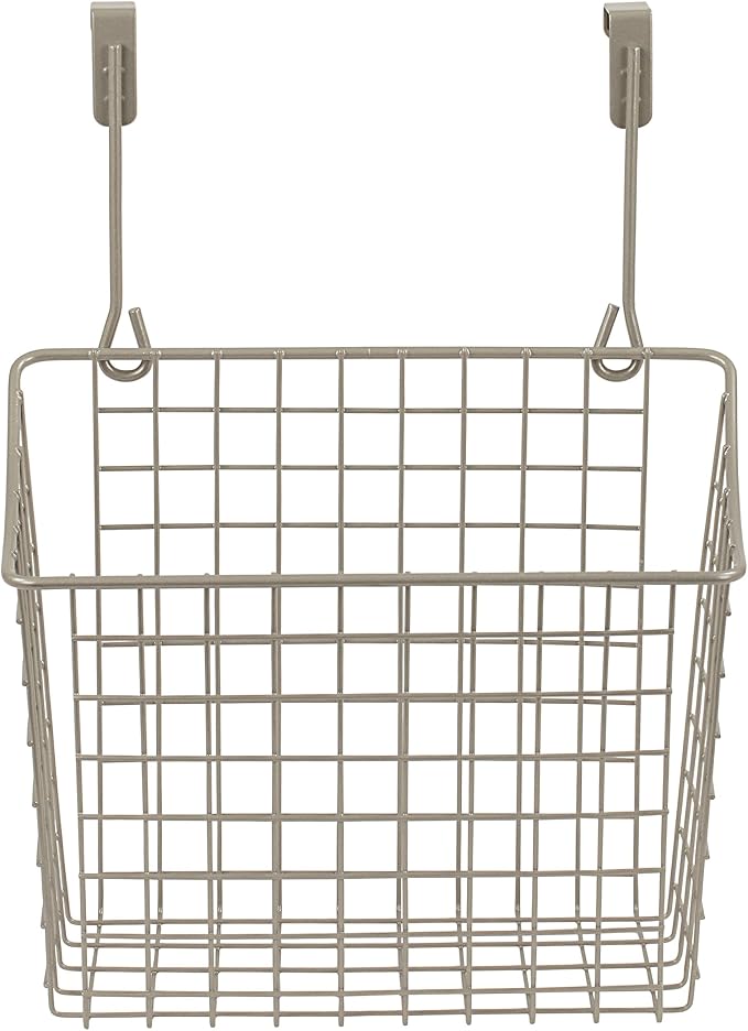 Spectrum Grid Over the Cabinet Wire Storage Basket Large (Satin Nickel Powder Coat) - Organizer for Bathroom, Kitchen, Under Sink, Pantry, Hair Tools, & More (Pack of 2) - Image 2