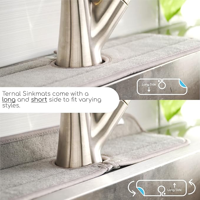 Ternal Original SINKMAT 24in XL Faucet Splash Guard Extra Long Microfiber Sink Drip Catcher Mat Non Slip Countertop Protector Drying Pad for Kitchen Bathroom RV Machine Washable Black - Image 7