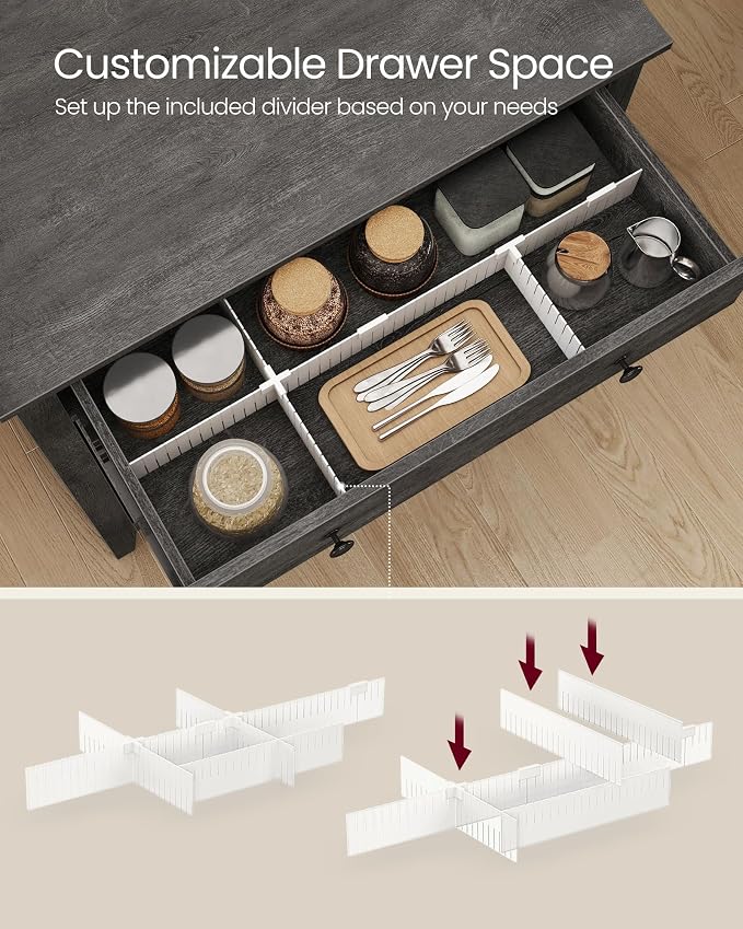 VASAGLE LIRY Collection - Buffet Cabinet, Coffee Bar Cabinet with a Drawer, Adjustable Shelf, Sideboard Storage with Cable Hole, Drawer Divider, Misty Gray UBBK341GW01S - Image 5