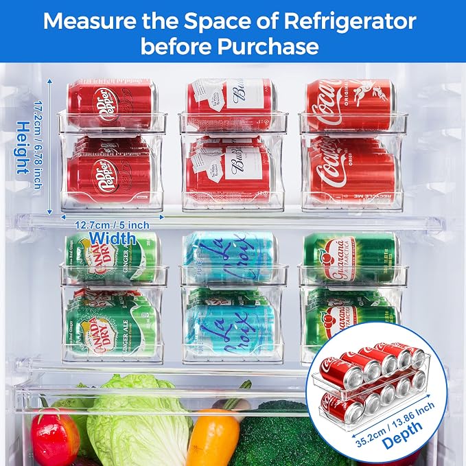 2 Packs FIFO Rolling Soda Can Organizer for Fridge, Holds 10 Cans | Pop Can Organizer for Drink Beer Seltzer Soda Can Dispenser for Refrigerator 11.15oz 12oz Can Holder Storage Pantry Container - Image 4
