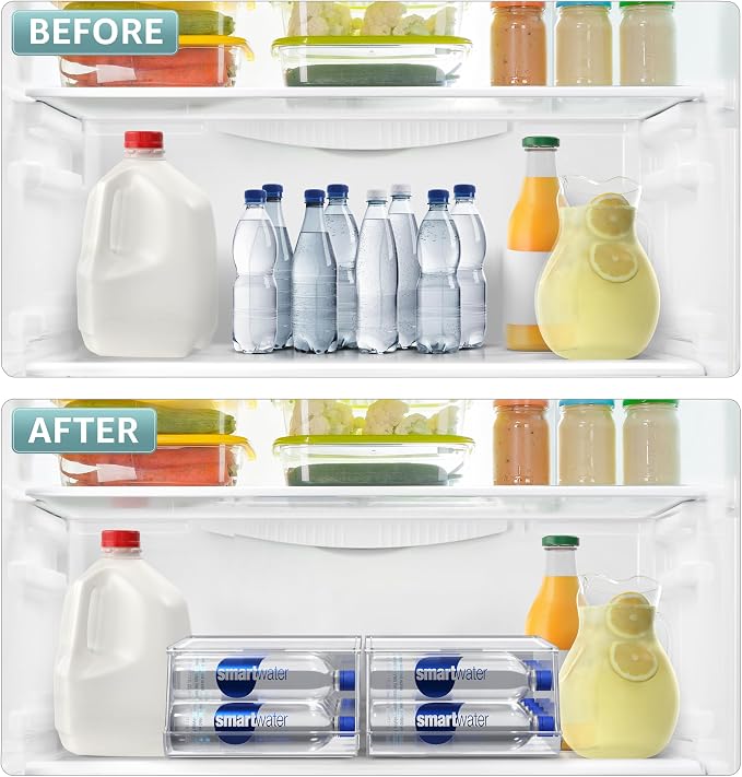 Sorbus Water Bottle Organizer for Fridge with Lid – Holds 9 Bottles – Stackable Drink Organizer for Refrigerator, Pantry, or Countertop – Clear BPA-Free Plastic Bottle Storage Holder - Image 5