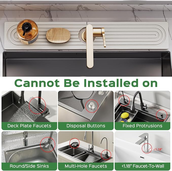 23.6 Inch Stone Faucet Mat for Kitchen Sink Splash Guard - Diatomite Quick Dry Stone Mat Kitchen Sink Protectors, Water-Absorbent Faucet Handle Drip Tray(White, 23.6" x 3.9") - Image 5