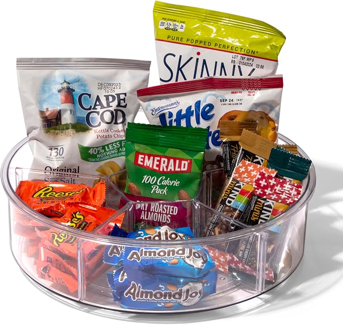 BINO Plastic Round Turntable Organizer with 6 Compartments - Clear | Spinning Divided Turntable Container | Rotating Organizer Storage for Bottle Condiments Fridge Kitchen Counter Pantry Bathroom - Image 8
