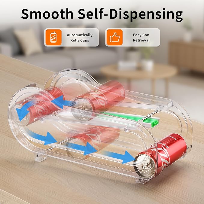 Soda Can Organizer for Refrigerator, Drink Organizer for Fridge, Automatic Rolling Can Dispenser Holder, Organize 11 Pcs Standard 11.15oz or 12oz Long Cans (4 Pack) - Image 4