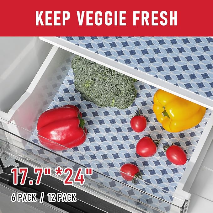 Cooyes 6 Pack Cloth Shelf Liners 17.7" × 24", Non-Slip Refrigerator Liners Machine Washable, Refrigerator Drawer Mats for Glass Shelves and Kitchen Cabinets, (Light Blue) - Image 5