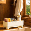 MOUKABAL Rotating Drain Sponge Holder for Kitchen Sink Off-white | Rustproof Stainless Steel/Large Capacity/Keeps Counter Dry/Removable Tray/Soap Bottle Holder by MOUKABALGREATHELPER