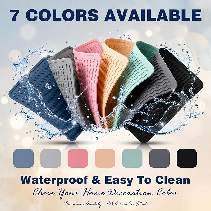 2 Pack Caketime Silicone Dish Drying Mat for Kitchen Counter Baking Cooking Grilling Tools Coffee Must Haves Household Dining Finds Dryer Work Place Covers Rubber Rug Extra Large 18"x16" Green - Image 3