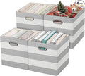11x11 Storage Cubes Collapsible Fabric Bins Set of 4,Grey-white Striped | Fabric Storage Drawers Cubby Organizer Bins Striped Container for Organizing Home Office Wardrobe Closet Shelf by Posprica
