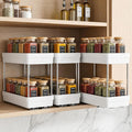 Pull Out Spice Rack, 3 Pack 2-Tier Cabinet Organizer, White | Kitchen Pantry Slide Out Seasoning, Fits Cabinets 12"H x 11"D x 5"W by Unknown