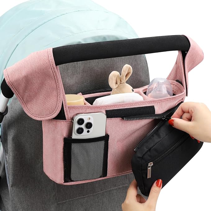 Accmor Universal Stroller Organizer with Insulated Cup Holder Detachable Phone Bag and Shoulder Strap,Stroller Bag Caddy Organizer for Uppababy, Baby Jogger, Britax Strollers - Image 7