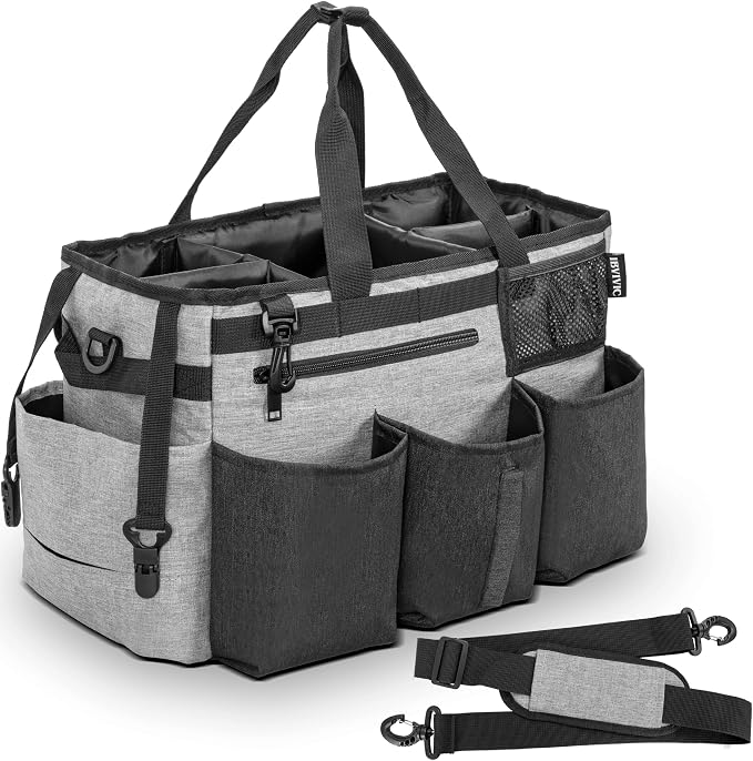IBVIVIC Wearable Cleaning Caddy Bag for Cleaning Supplies, Grey | Cleaning Organizer Tote Bag with Handle & Shoulder Straps Kitchen Cleaning Supplies Storage Bag for Cleaners & Housekeepers - Image 8