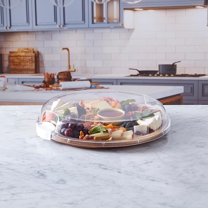 FARBERWARE Build-a-Board Cutting Board with Lazy Susan Turntable, Five Compartments, and Clear Locking Lid for Charcuterie, Snacks, and More, Acacia - Image 10