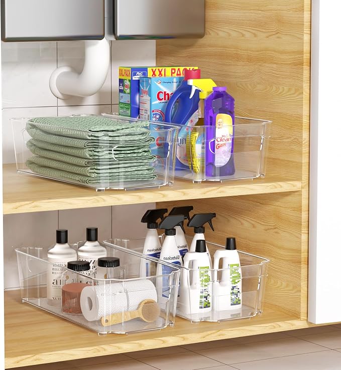 Clear Fridge Organizer, Refrigerator Organizer Bins with Handle, Freezer, Kitchen Cabinet, Pantry Organization, BPA Free Fridge Organizers (12.4 inch 4 Pack) - Image 7