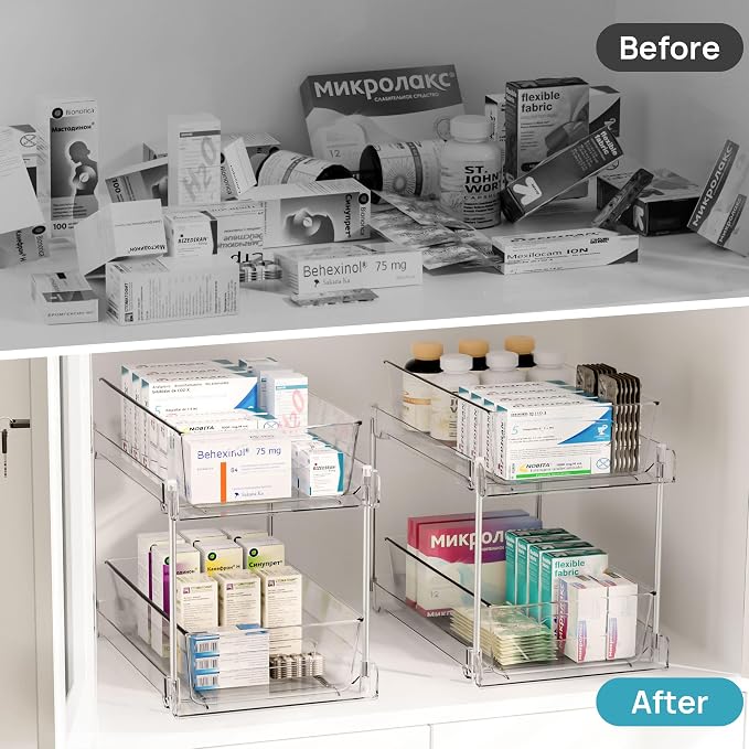 Vtopmart 8 Pack Pull Out Bathroom Under Sink Organizer (S-Standard) | Slide-out drawers, Multi-purpose storage, Clear visibility, Easy Set-up - Image 4