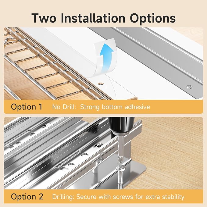MUDEELA Pull Out Spice Rack for Inside Cabinet, 2 Tier Chrome Spice Organization for Cabinet, Vertical Sliding Out Spice Rack Organizer for Seasoning, 10.4''D×4.8''W×9.3''H - Image 5
