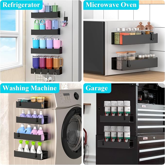 Metal Magnetic Water Bottle Holder for Refrigerator, Cup Holder Organizer for Stanley and Tumbler for Kitchen, 4 Pack, Jet Black - Image 5