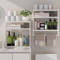 Towel Rack Bathroom Storage Shelves Over The Toilet with Towel Bar 100% Bamboo Adjustable Height Floating Shelf Wall Shower Shelf for Small Space Bathroom Kitchen Multi Usage White New 2Pack by PPN