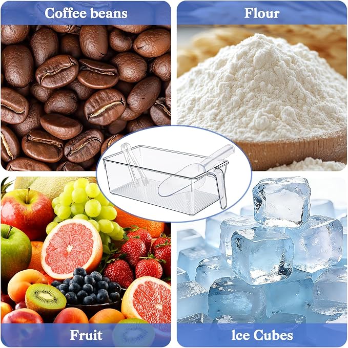 DGB 2 Sets Clear Ice Bucket for Freezer, Ice Storage Bin & Holder | Freezer Ice Bin, Pull-Out Handle, Ice Cube Container, Scoop & Tongs, Home Bar, Fridge Organization,11.8 x 8.1 x 3.54 Inches - Image 6