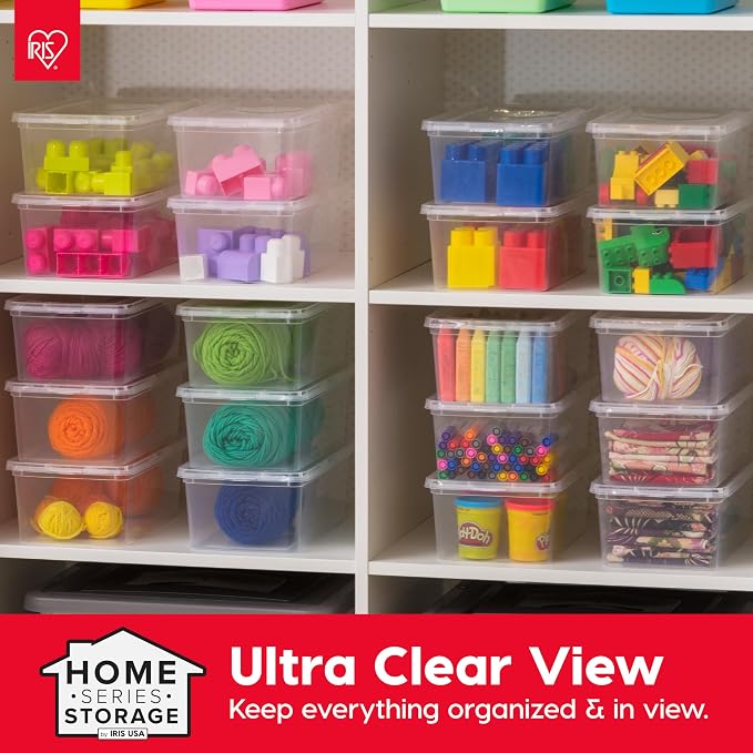 IRIS USA 20-Pack 6 Qt Storage Bins with Lids, Clear, Stackable | Ideal for shoes, crafts, office supplies and pantry items, nestable design, transparent design makes contents easy to find - Image 4